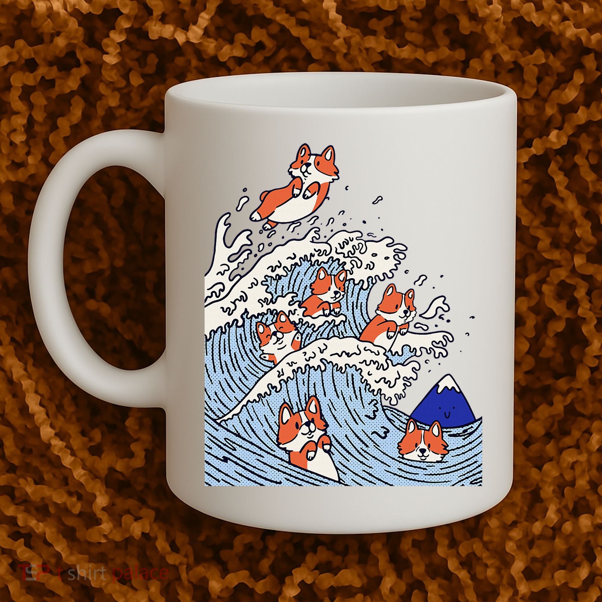 Cute Corgi Wave  Surfing Dogs  Coffee Mug