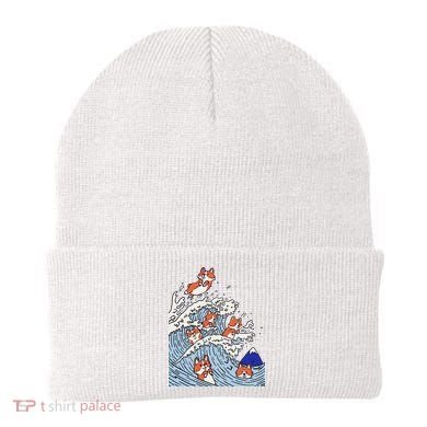 Cute Corgi Wave  Surfing Dogs  Beanie