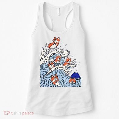Cute Corgi Wave  Surfing Dogs  Women's Tank Top