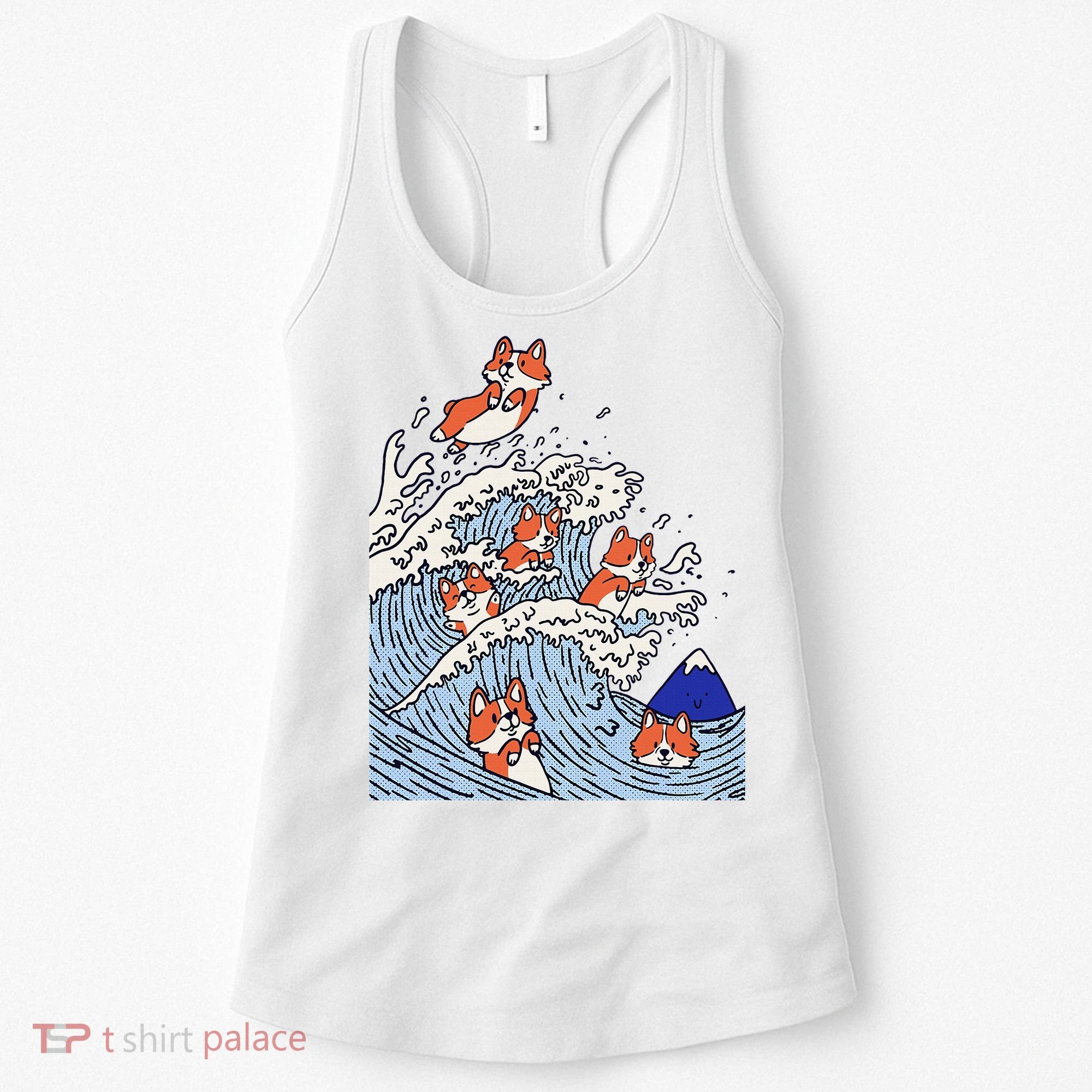 Cute Corgi Wave  Surfing Dogs  Women's Tank Top