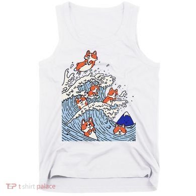 Cute Corgi Wave  Surfing Dogs  Tank Top