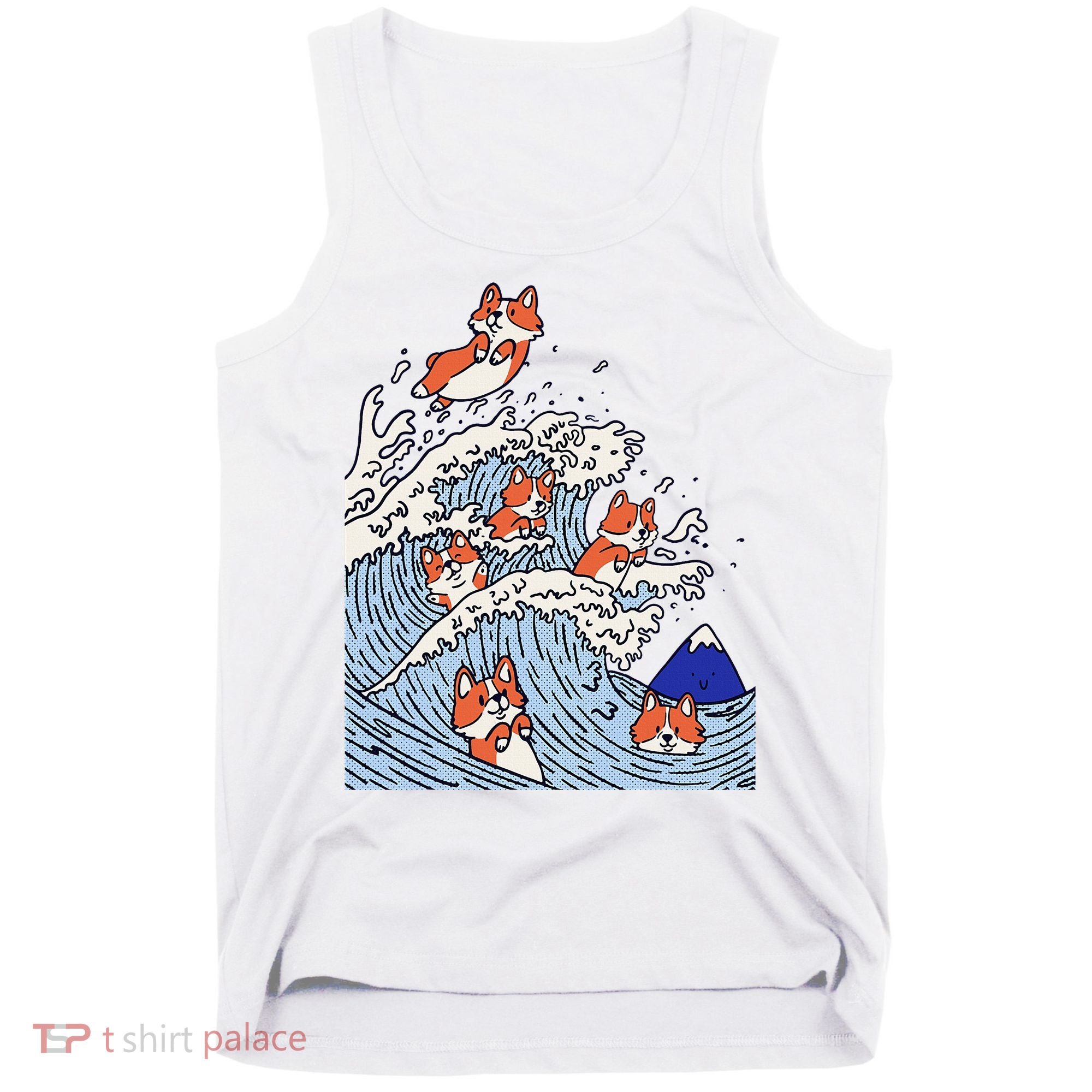 Cute Corgi Wave  Surfing Dogs  Tank Top