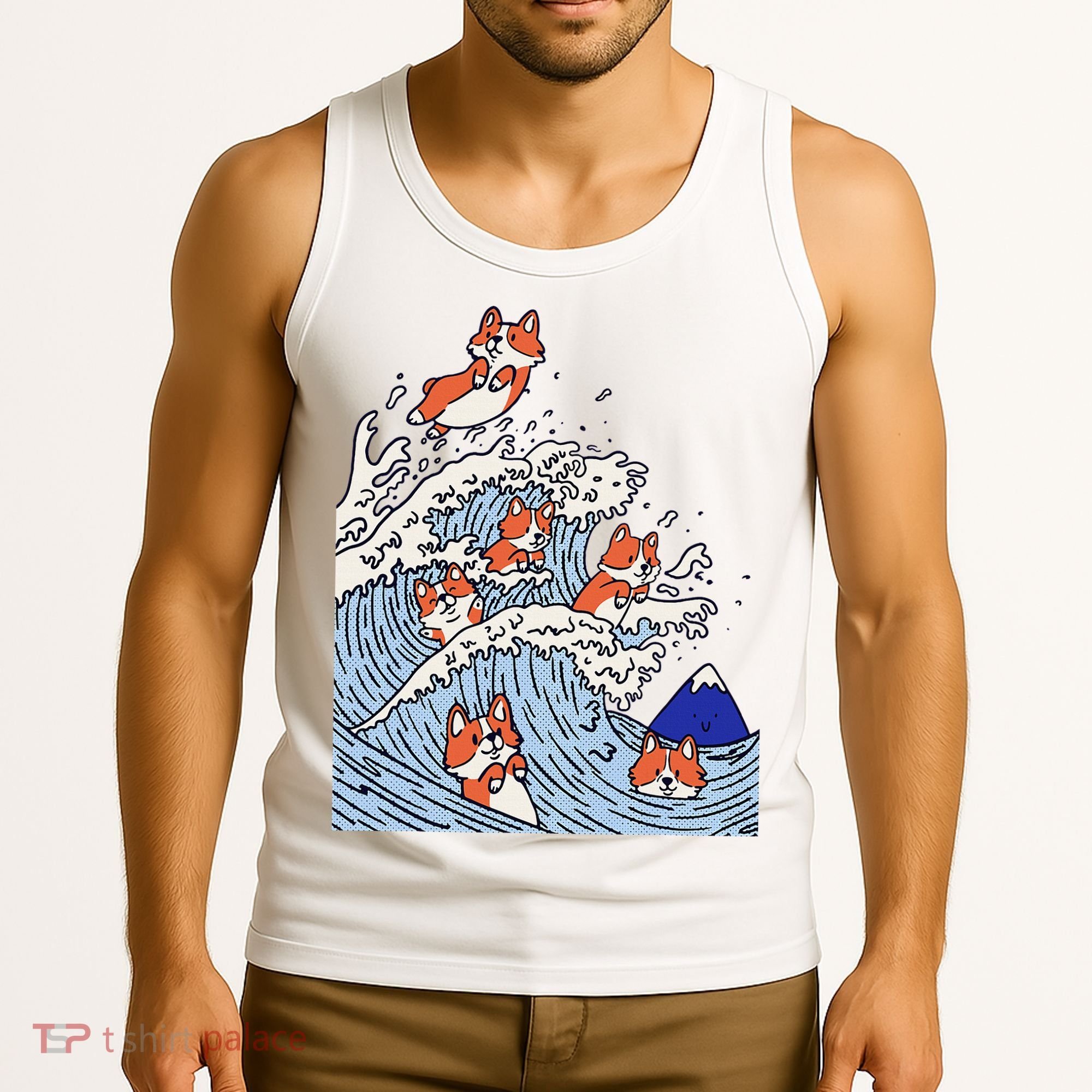 Cute Corgi Wave  Surfing Dogs  Tank Top