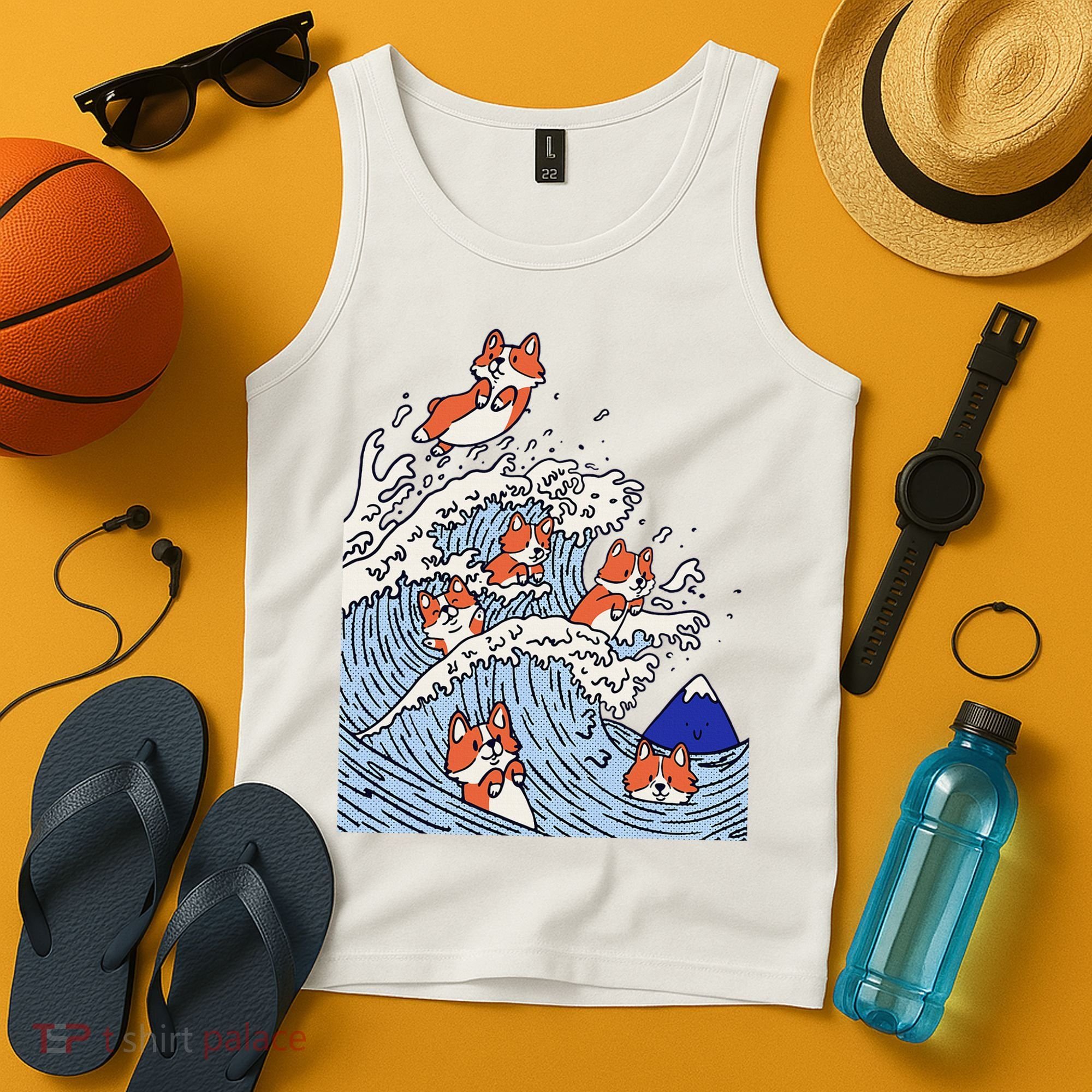 Cute Corgi Wave  Surfing Dogs  Tank Top