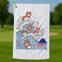 Cute Corgi Wave  Surfing Dogs  Golf Towel thumb 1
