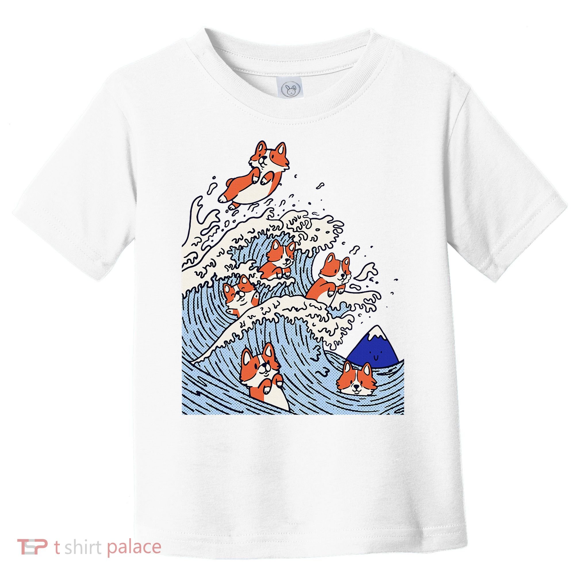 Cute Corgi Wave  Surfing Dogs  Toddler T-Shirt