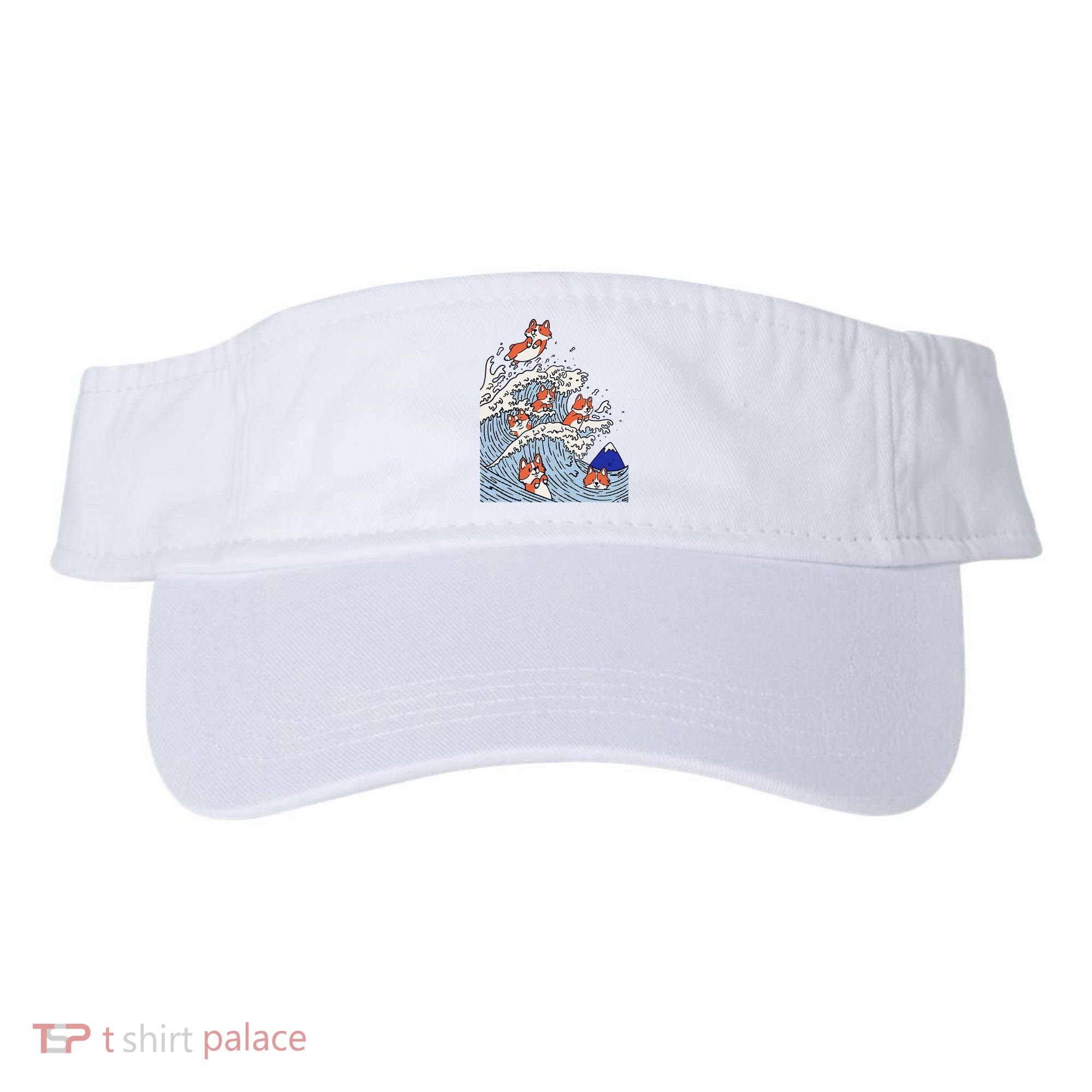 Cute Corgi Wave  Surfing Dogs  Visor