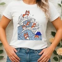 Cute Corgi Wave  Surfing Dogs  Women's T-Shirt thumb 2