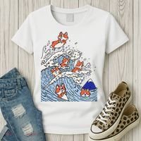 Cute Corgi Wave  Surfing Dogs  Women's T-Shirt thumb 3