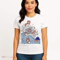 Cute Corgi Wave  Surfing Dogs  Women's T-Shirt thumb 4