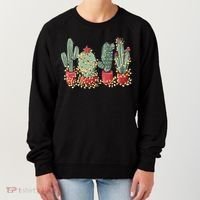 Christmas Cactus With Lights Western Holiday Season Women's Sweatshirt thumb 0