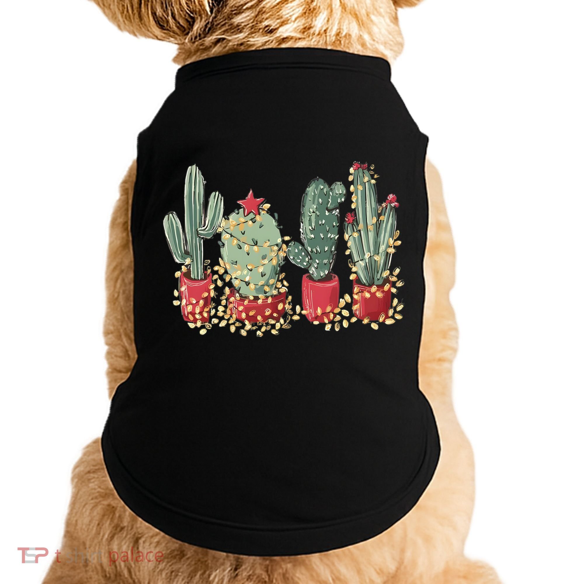 Christmas Cactus With Lights Western Holiday Season Doggie Tank