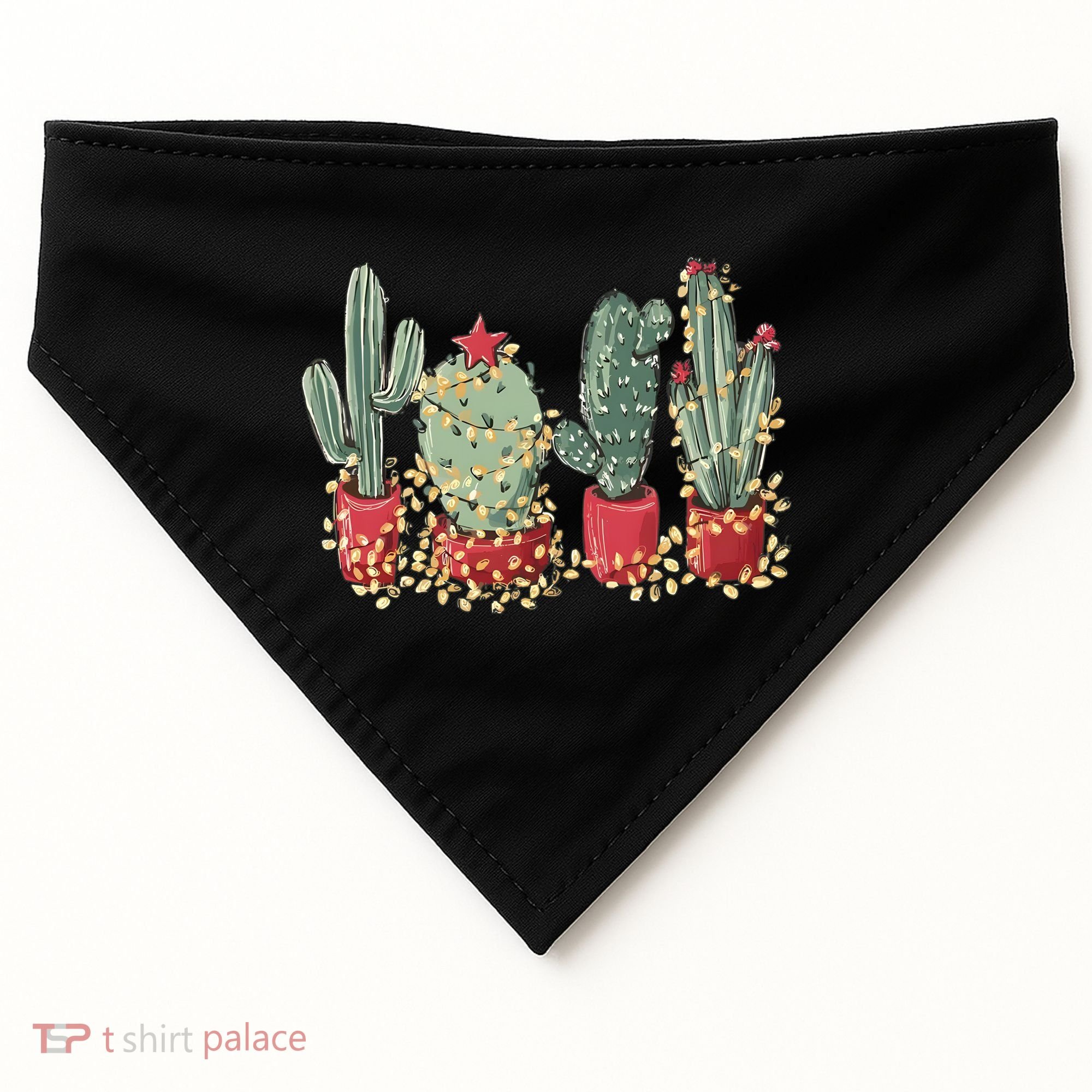 Christmas Cactus With Lights Western Holiday Season USA-Made Doggie Bandana