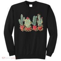 Christmas Cactus With Lights Western Holiday Season Sweatshirt thumb 0