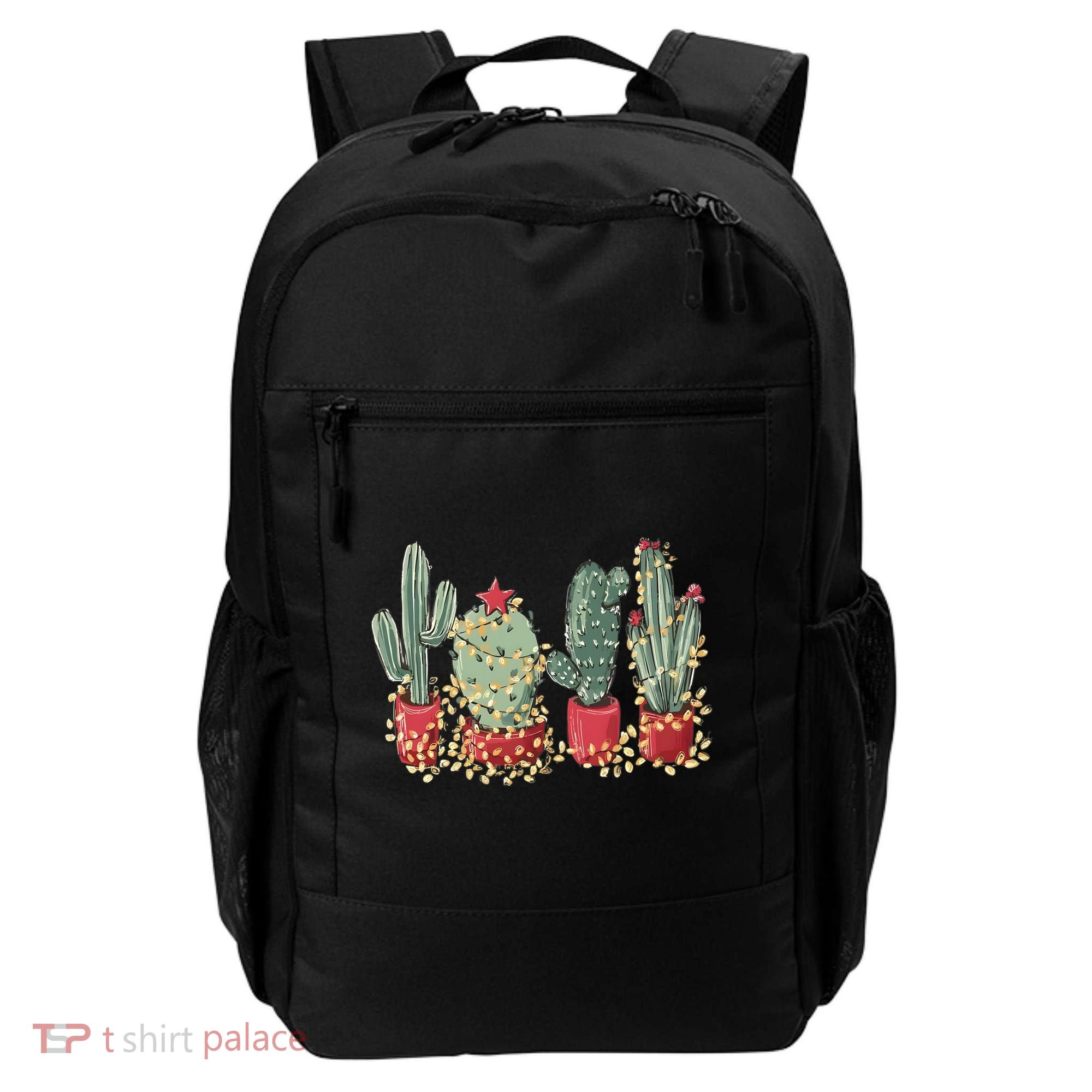 Christmas Cactus With Lights Western Holiday Season Backpack