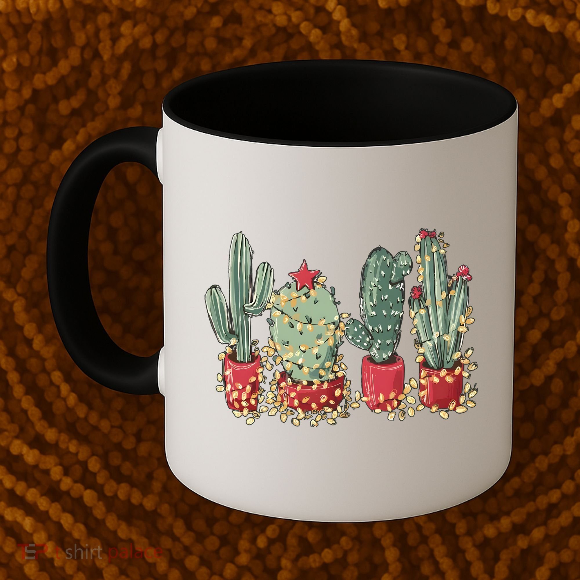 Christmas Cactus With Lights Western Holiday Season Coffee Mug