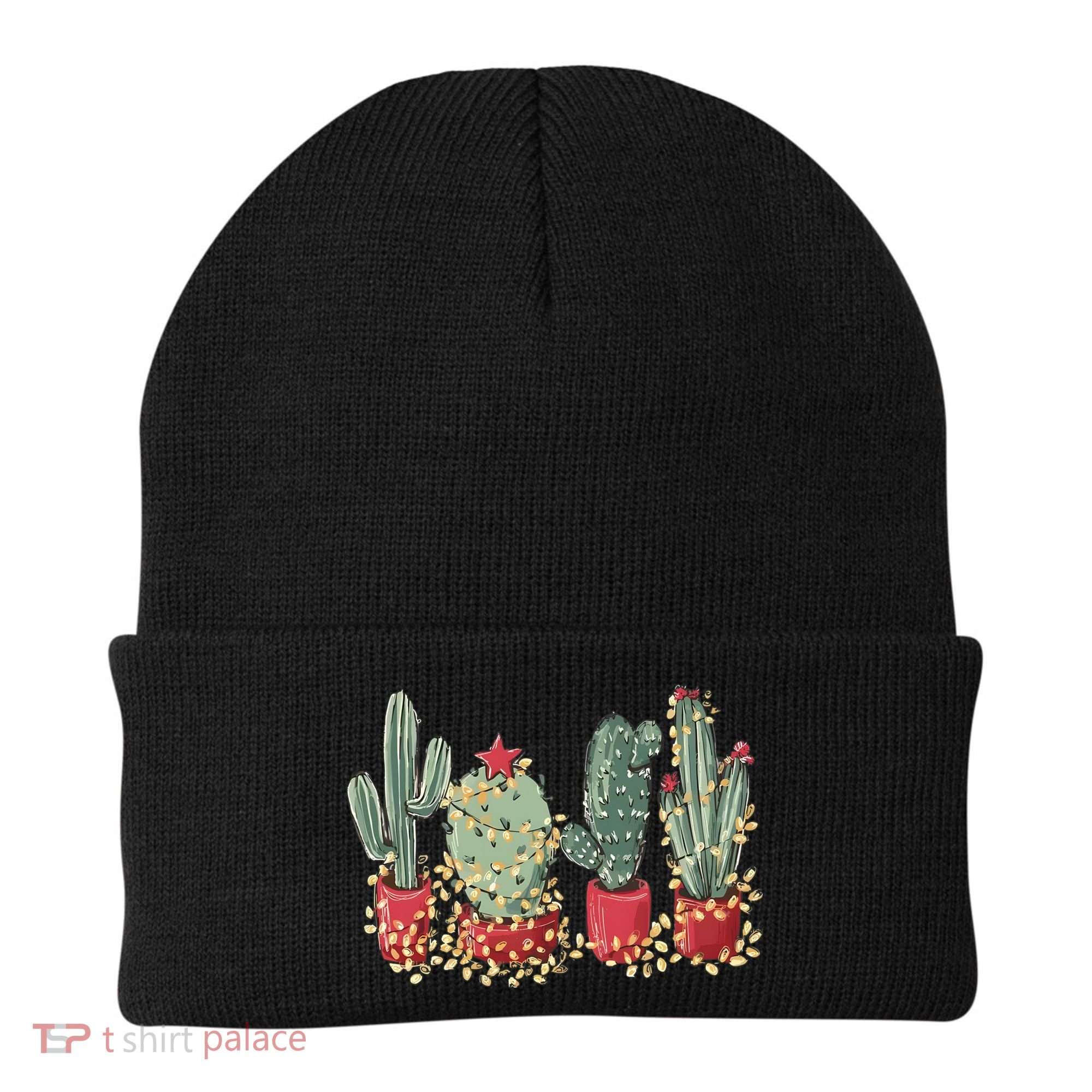 Christmas Cactus With Lights Western Holiday Season Beanie