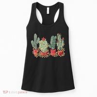Christmas Cactus With Lights Western Holiday Season Women's Tank Top thumb 0
