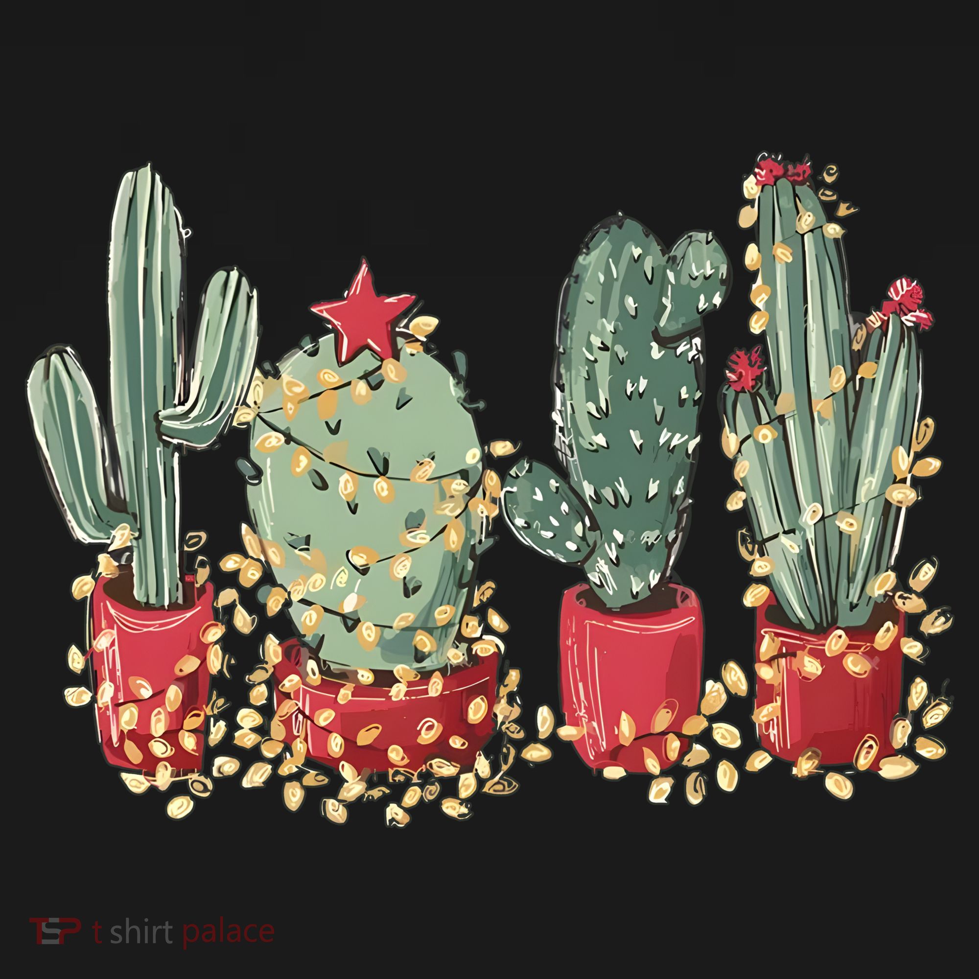 Christmas Cactus With Lights Western Holiday Season Women's Tank Top