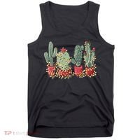Christmas Cactus With Lights Western Holiday Season Tank Top thumb 0