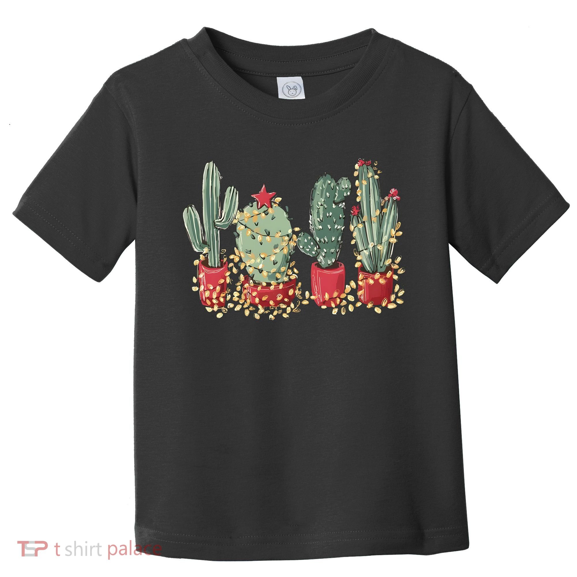 Christmas Cactus With Lights Western Holiday Season Toddler T-Shirt