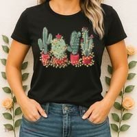 Christmas Cactus With Lights Western Holiday Season Women's T-Shirt thumb 2