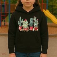Christmas Cactus With Lights Western Holiday Season Kids Hoodie thumb 3