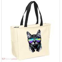Cool Cat With Sunglasses DJ Retro Style Meme Tote Bag thumb 2