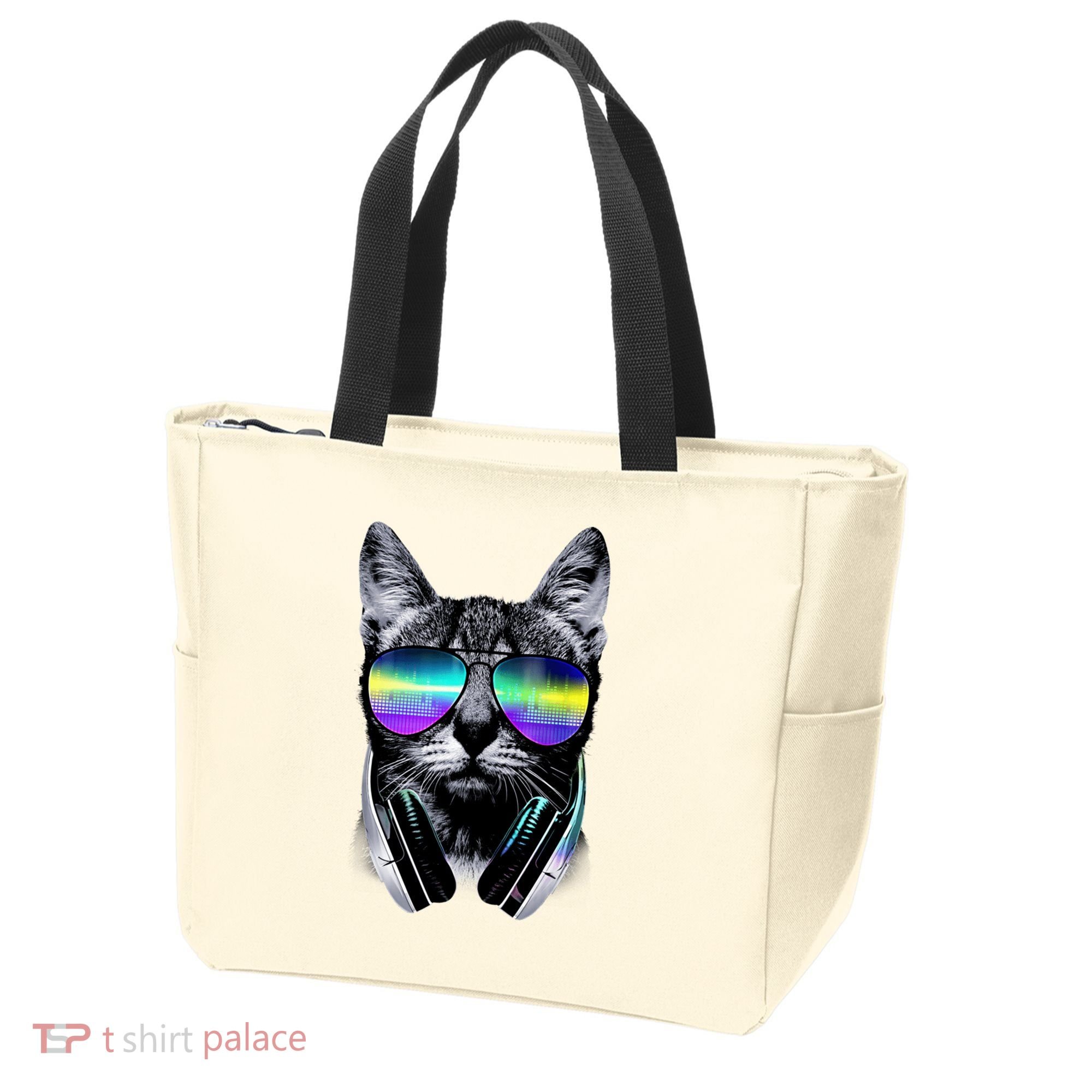 Cool Cat With Sunglasses DJ Retro Style Meme Tote Bag
