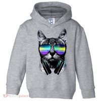 Cool Cat With Sunglasses DJ Retro Style Meme Toddler Hoodie thumb 0