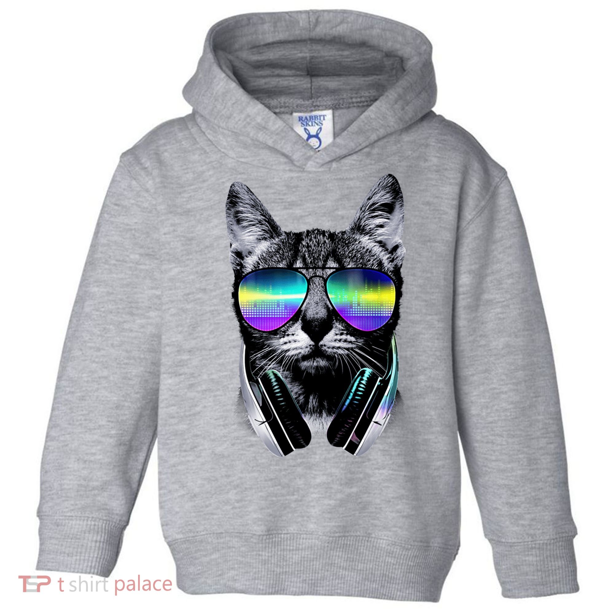 Cool Cat With Sunglasses DJ Retro Style Meme Toddler Hoodie