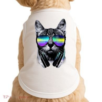 Cool Cat With Sunglasses DJ Retro Style Meme Doggie Tank