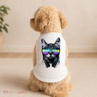 Cool Cat With Sunglasses DJ Retro Style Meme Doggie Tank thumb 2