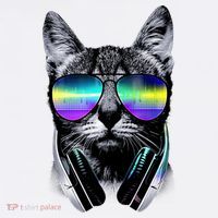 Cool Cat With Sunglasses DJ Retro Style Meme Doggie Tank thumb 4