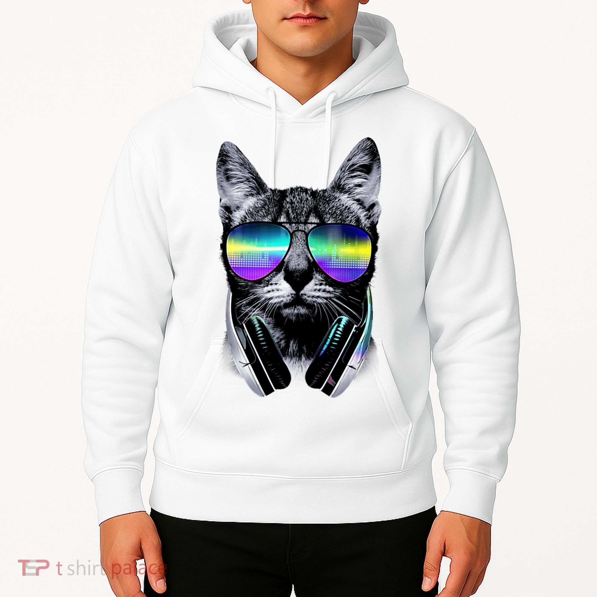 Cool Cat With Sunglasses DJ Retro Style Meme Hoodie