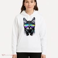 Cool Cat With Sunglasses DJ Retro Style Meme Hoodie thumb 5