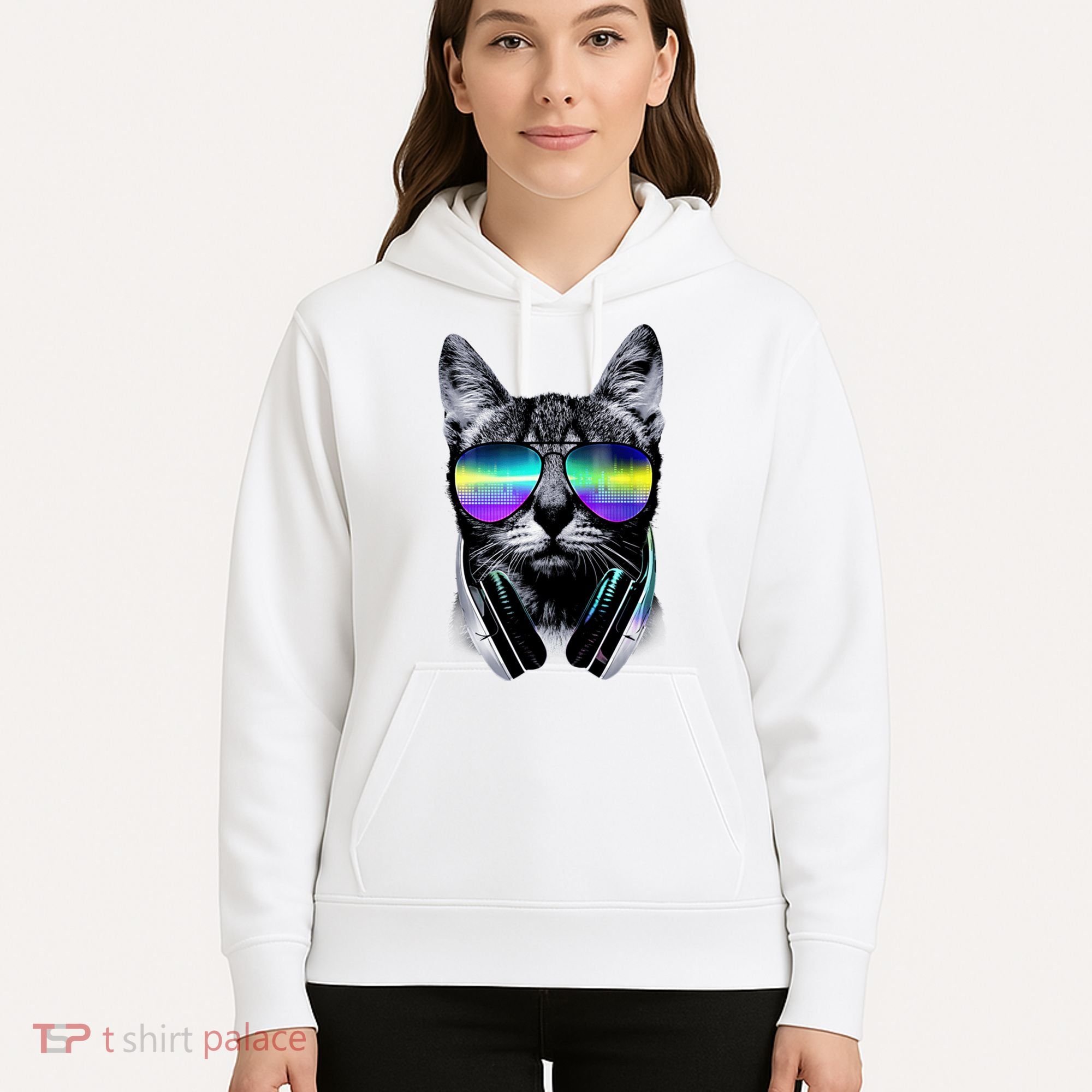Cool Cat With Sunglasses DJ Retro Style Meme Hoodie