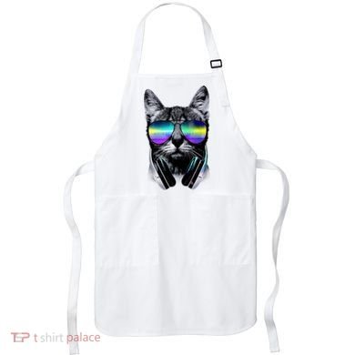 Cool Cat With Sunglasses DJ Retro Style Meme Apron