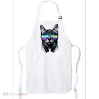 Cool Cat With Sunglasses DJ Retro Style Meme Apron thumb 0