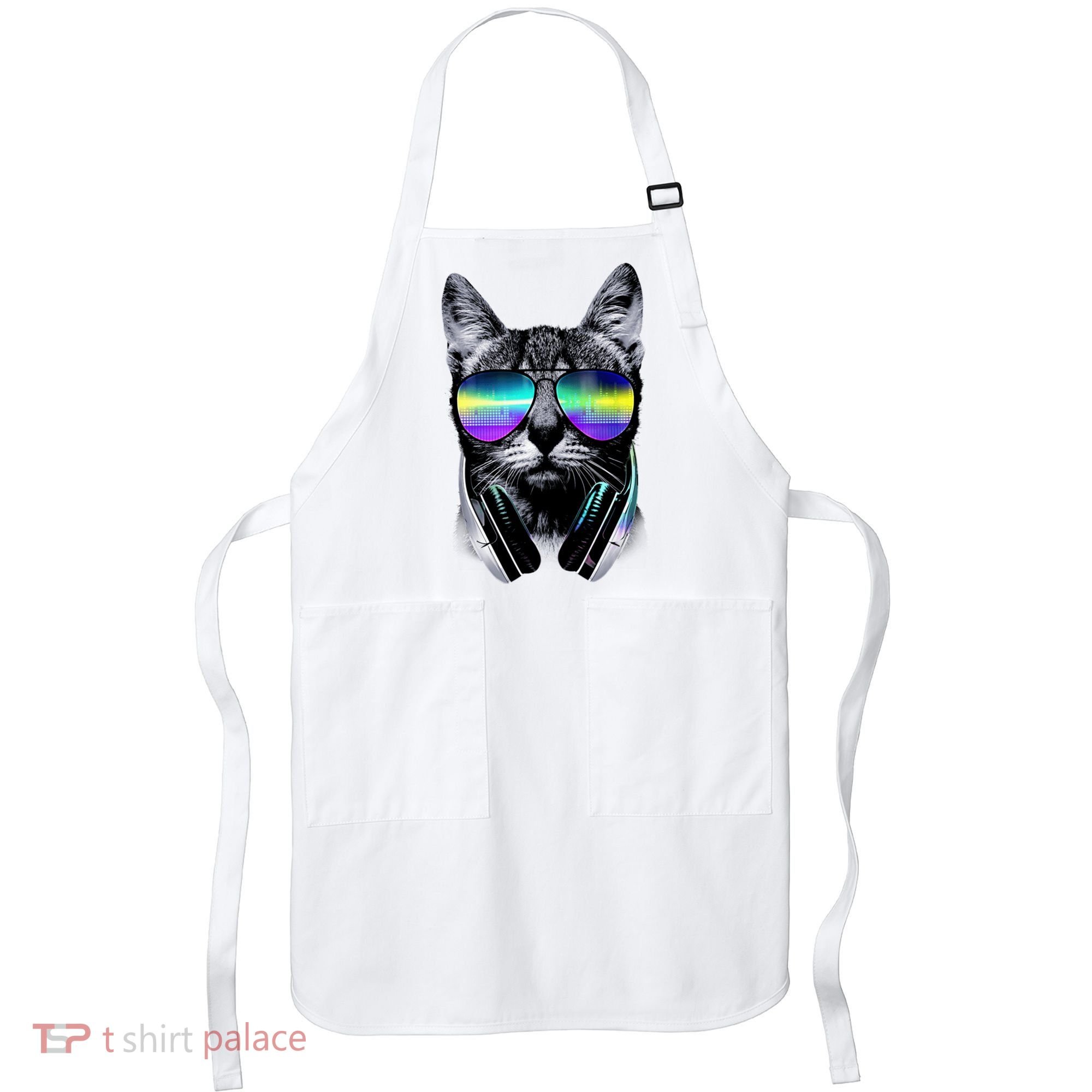 Cool Cat With Sunglasses DJ Retro Style Meme Apron
