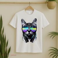 Cool Cat With Sunglasses DJ Retro Style Meme T-Shirt thumb 2