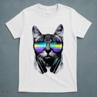Cool Cat With Sunglasses DJ Retro Style Meme T-Shirt thumb 5
