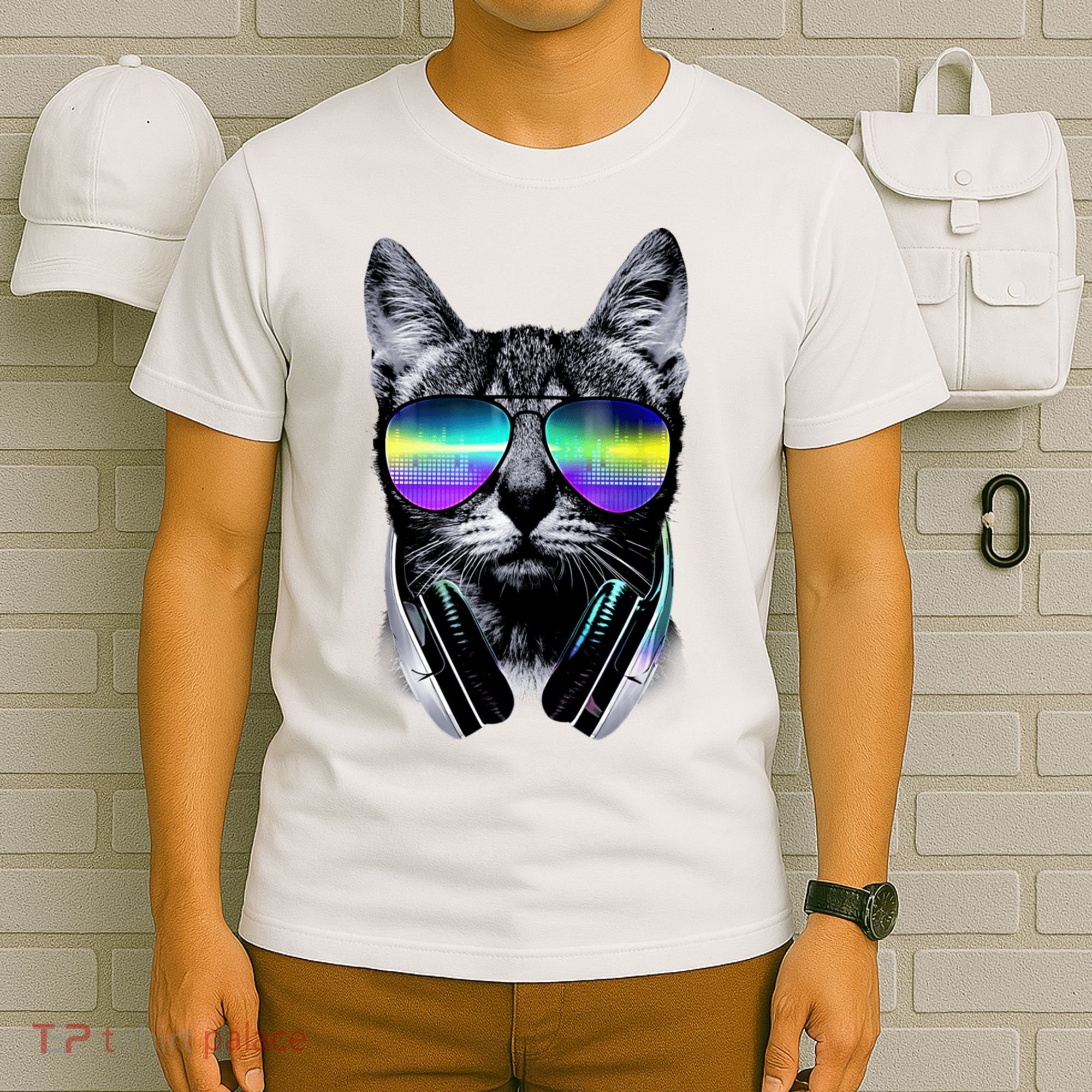Cool Cat With Sunglasses DJ Retro Style Meme T-Shirt