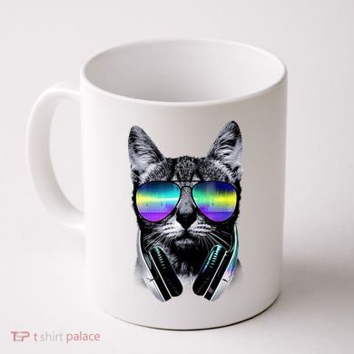 Cool Cat With Sunglasses DJ Retro Style Meme Coffee Mug