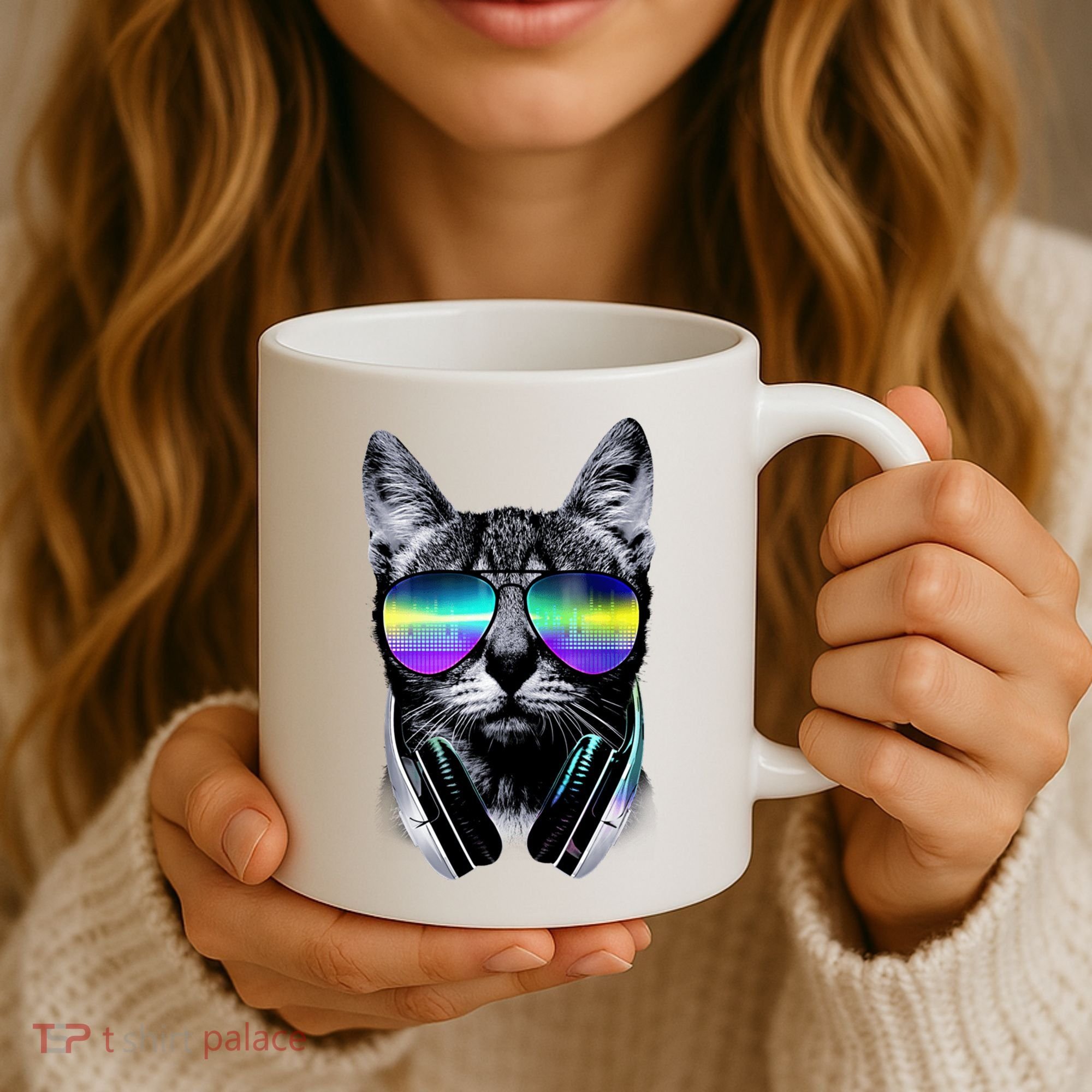 Cool Cat With Sunglasses DJ Retro Style Meme Coffee Mug