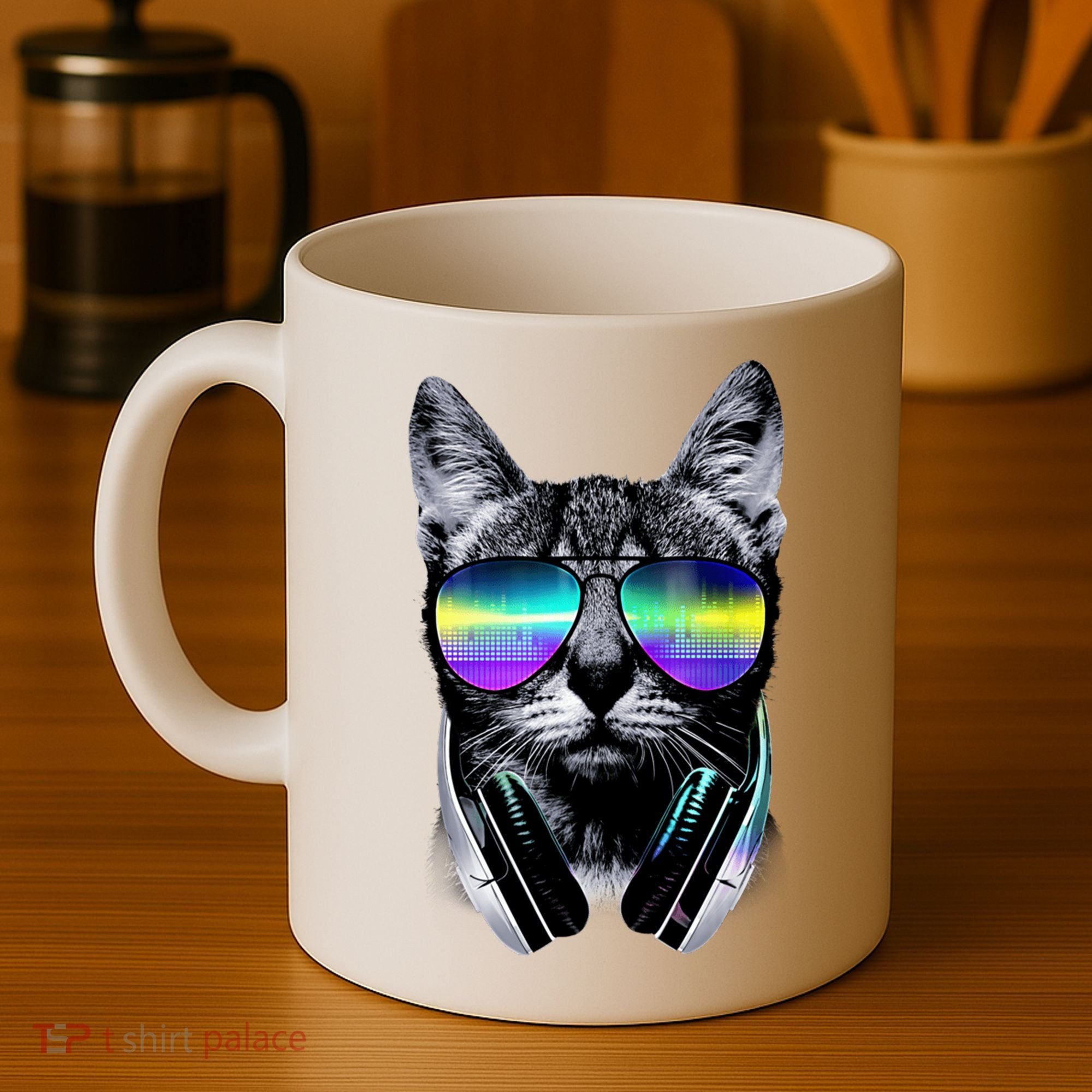 Cool Cat With Sunglasses DJ Retro Style Meme Coffee Mug