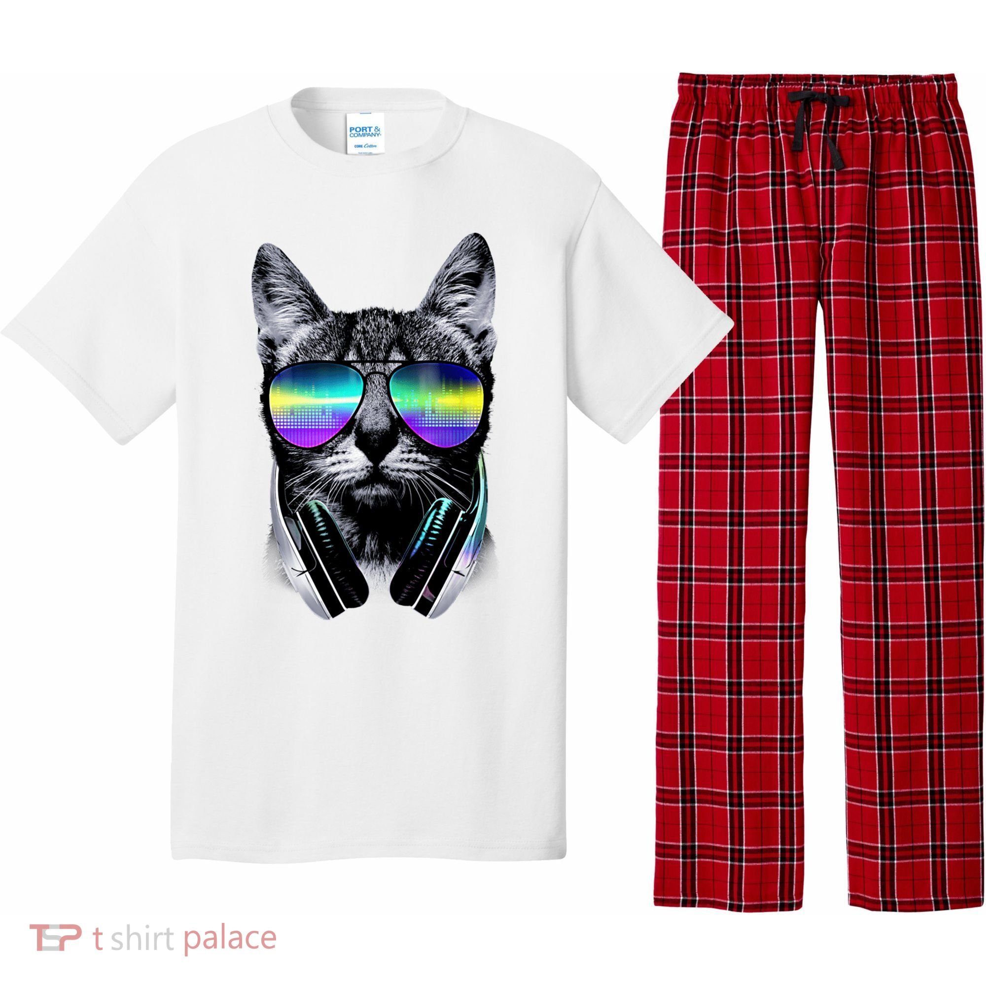 Cool Cat With Sunglasses DJ Retro Style Meme Pajama Set