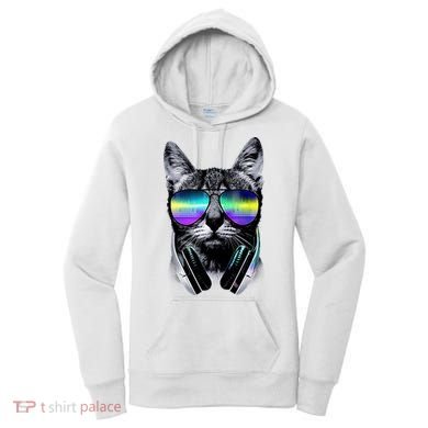 Cool Cat With Sunglasses DJ Retro Style Meme Women's Hoodie