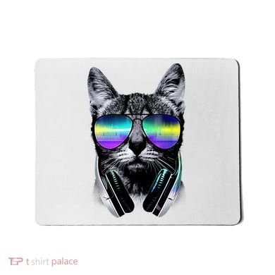 Cool Cat With Sunglasses DJ Retro Style Meme Mousepad