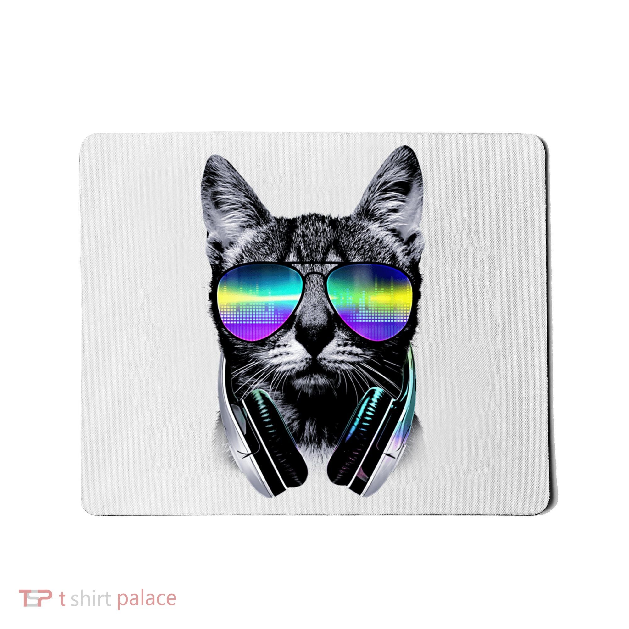 Cool Cat With Sunglasses DJ Retro Style Meme Mousepad